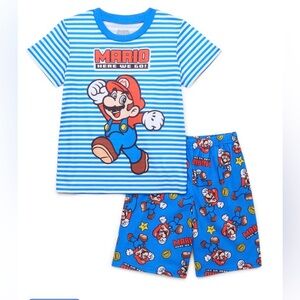 Nintendo Mario Striped Blue Pajama Set